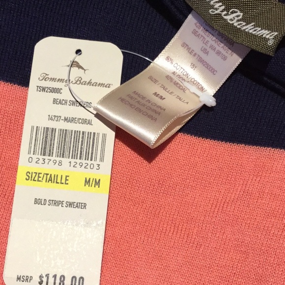 NWT $118 TOMMY BAHAMA Bold stripe cover up - Picture 3 of 3